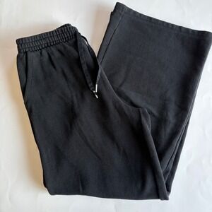 Victoria's Secret Black Wide Leg Fleece Sweatpants Drawstring Lounge Pants Small
